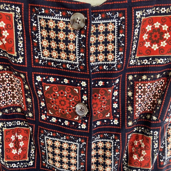 Vintage 60s 70s Brown and Black Geometric Trippy Hippie Patchwork Romper - Picture 3 of 7